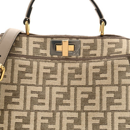 Fendi Chenille Vitello Seta FF Small Peekaboo I SEE U Satchel Tortora Nuvola 9 of 11