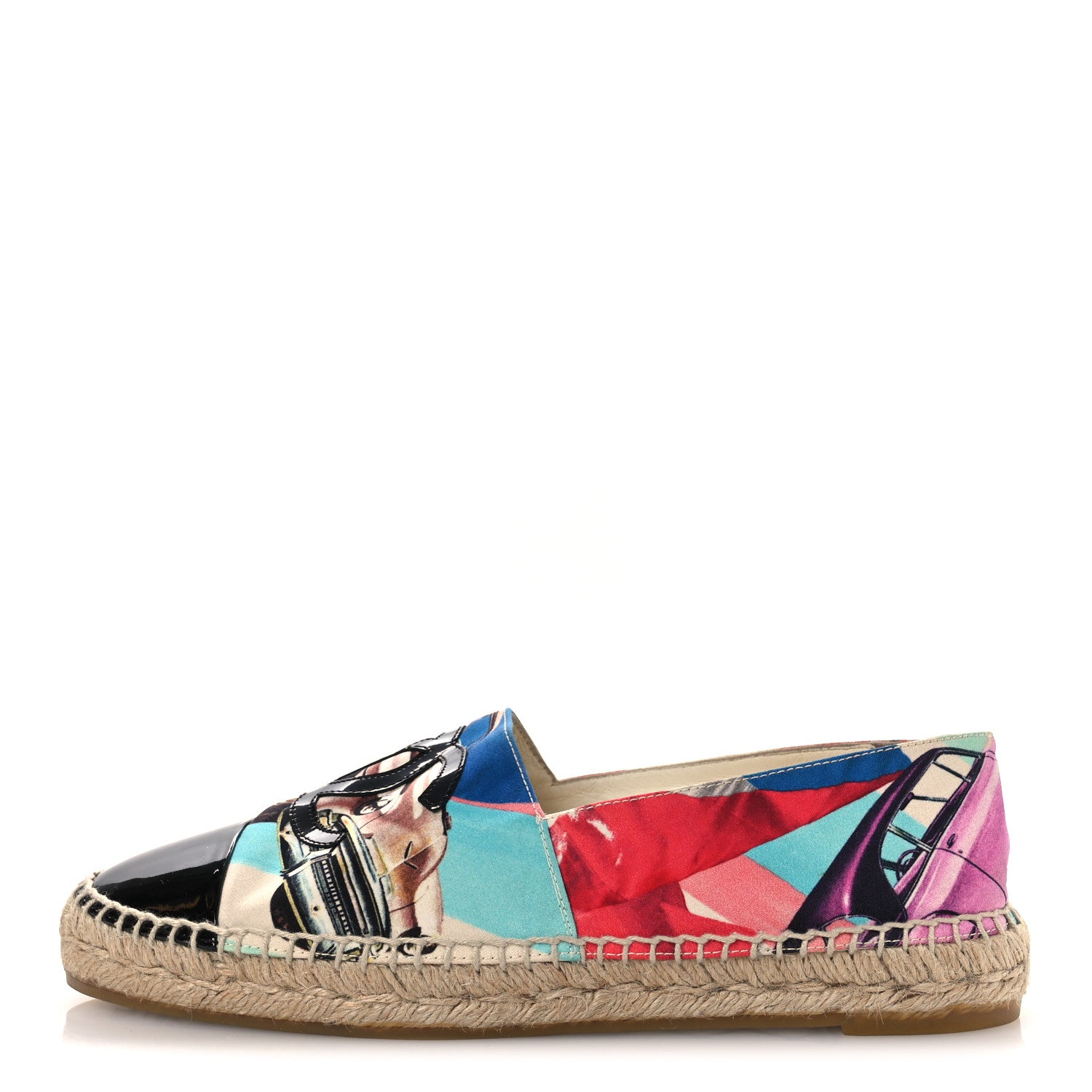 Chanel Fabric Patent CC Espadrilles 39 Multicolor Black 1 of 10