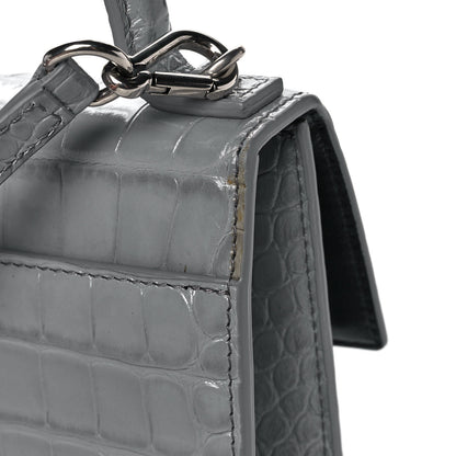 Balenciaga Shiny Calfskin Crocodile Embossed XS Sharp Top Handle Bag Balenciaga Grey 13 of 13