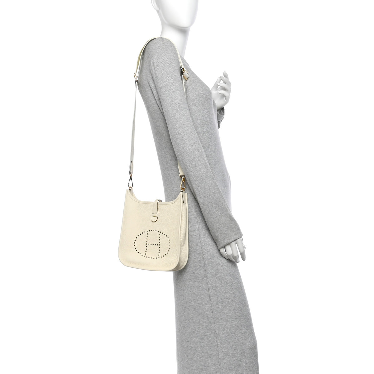 Hermes Taurillon Clemence Evelyne 23 Poche III Cream 2 of 11