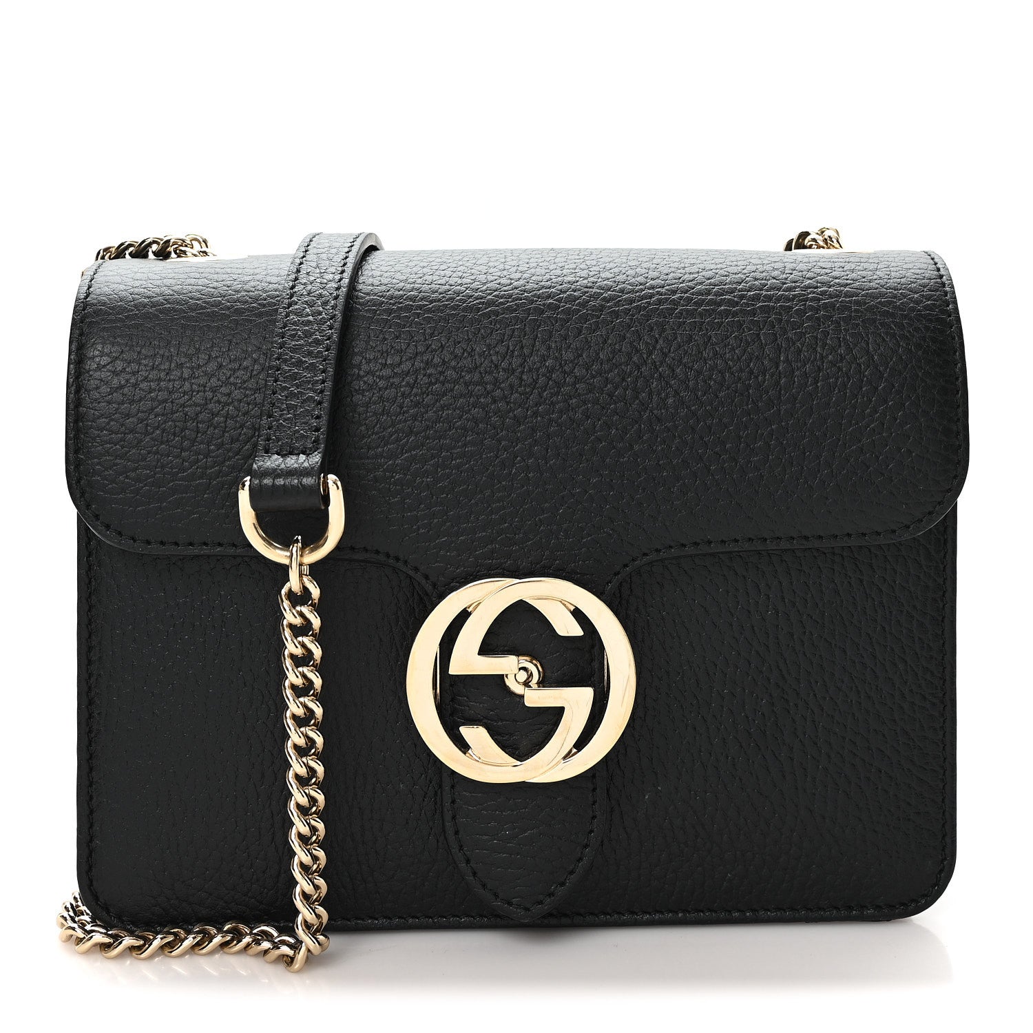 Gucci Dollar Calfskin Small Interlocking G Shoulder Bag Black Black 1 of 11