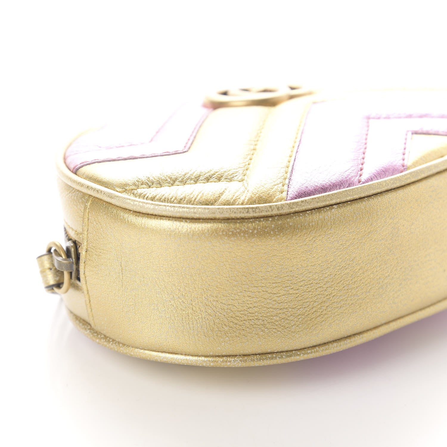 Gucci Metallic Nappa Matelasse Heart GG Marmont Belt Bag 85 34 Oro Vecchio Rosa 6 of 12