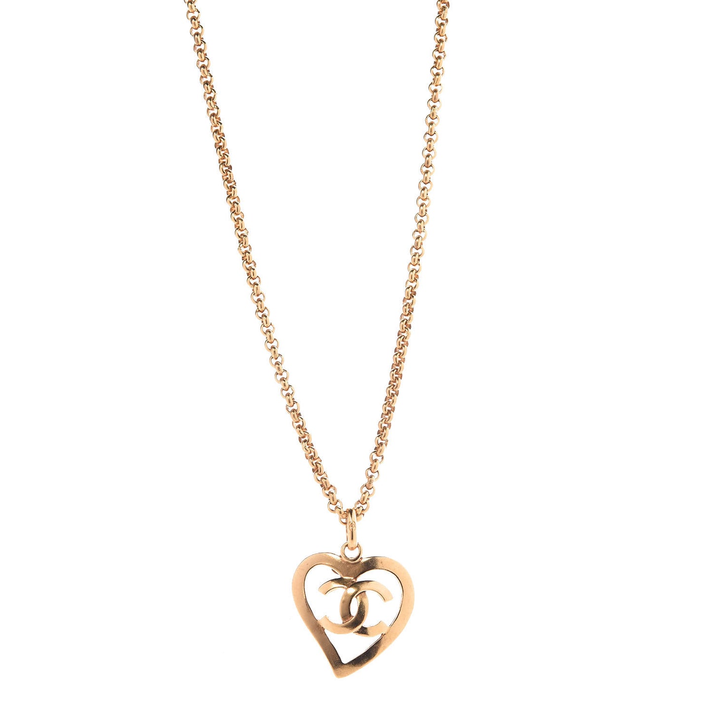 CC Heart Chain Pendant Necklace Gold