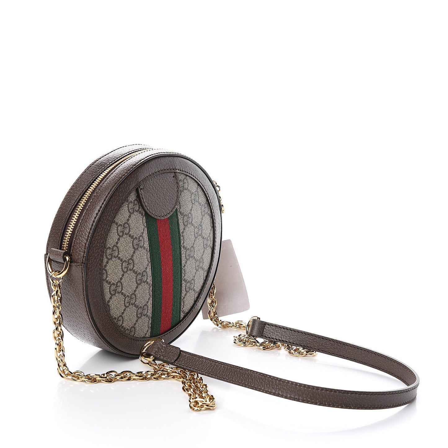GG Supreme Monogram Web Mini Ophidia Round Shoulder Bag Brown