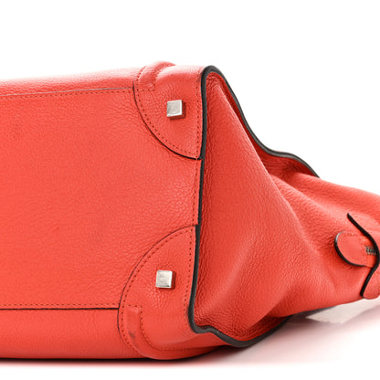 Celine Drummed Calfskin Mini Luggage Coquelicot 9 of 12