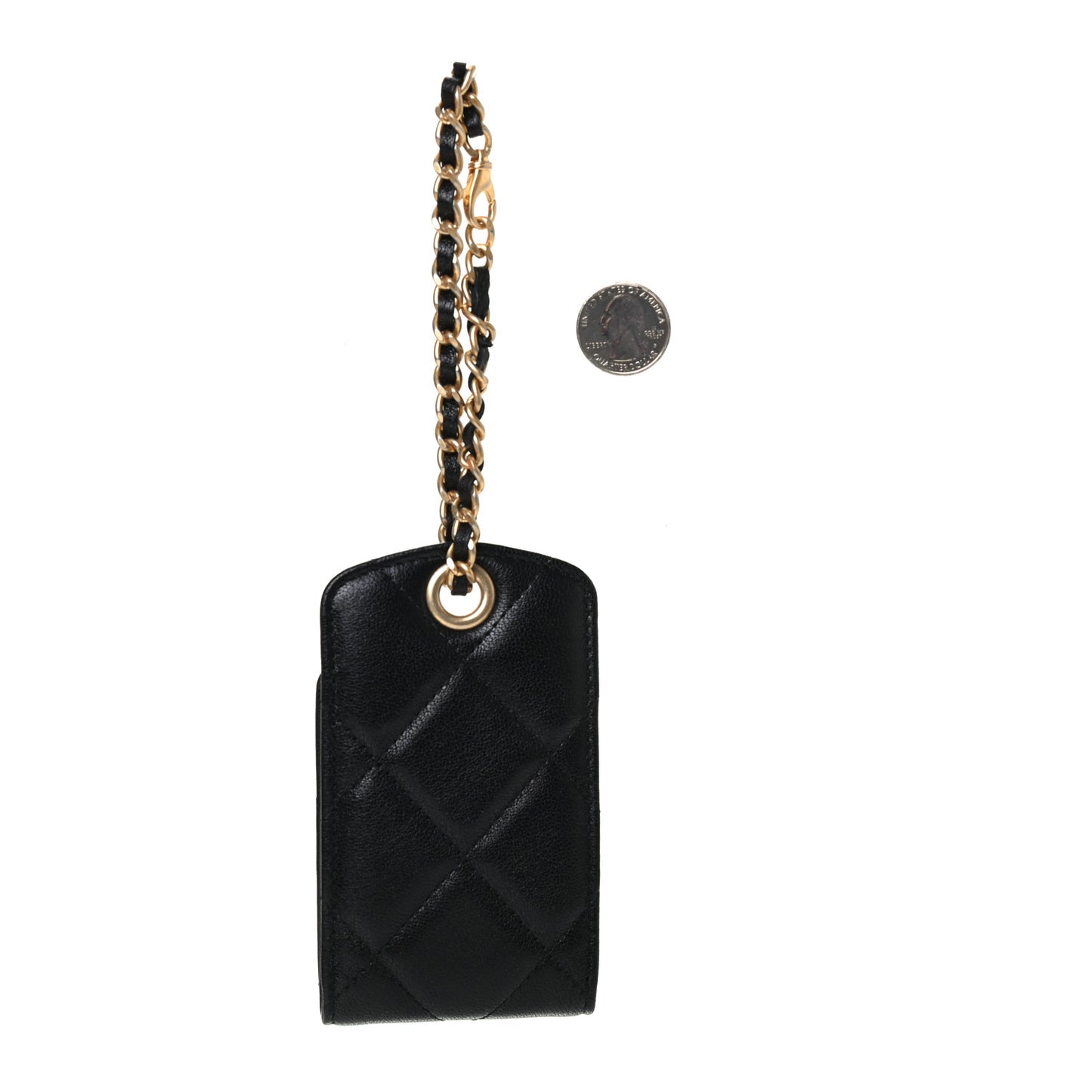 Lambskin Quilted Chanel 19 Luggage Tag Black
