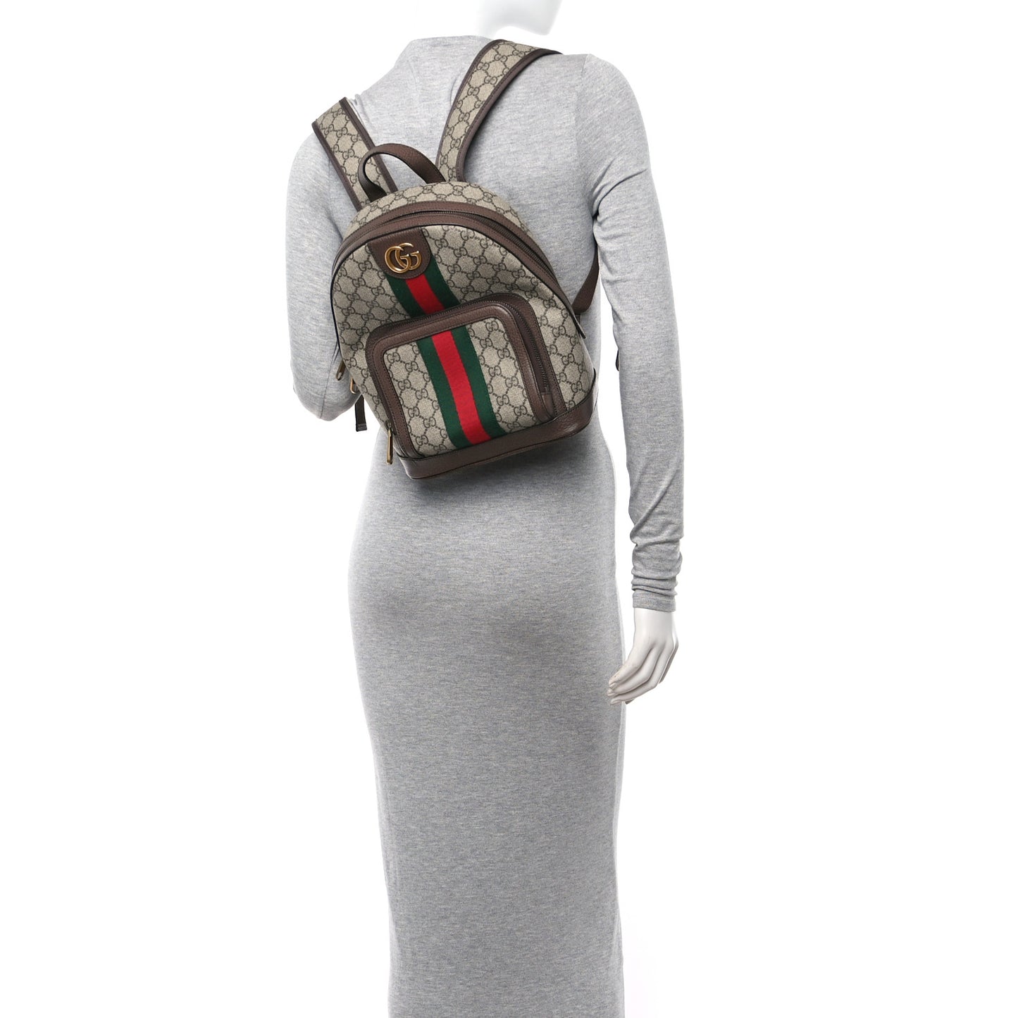 GG Supreme Monogram Calfskin Web Small Ophidia Day BackpacK Beige Ebony New Acero