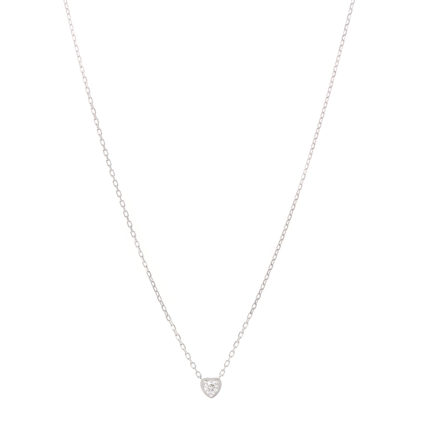 18K White Gold Diamond D'Amour Heart Pendant Necklace