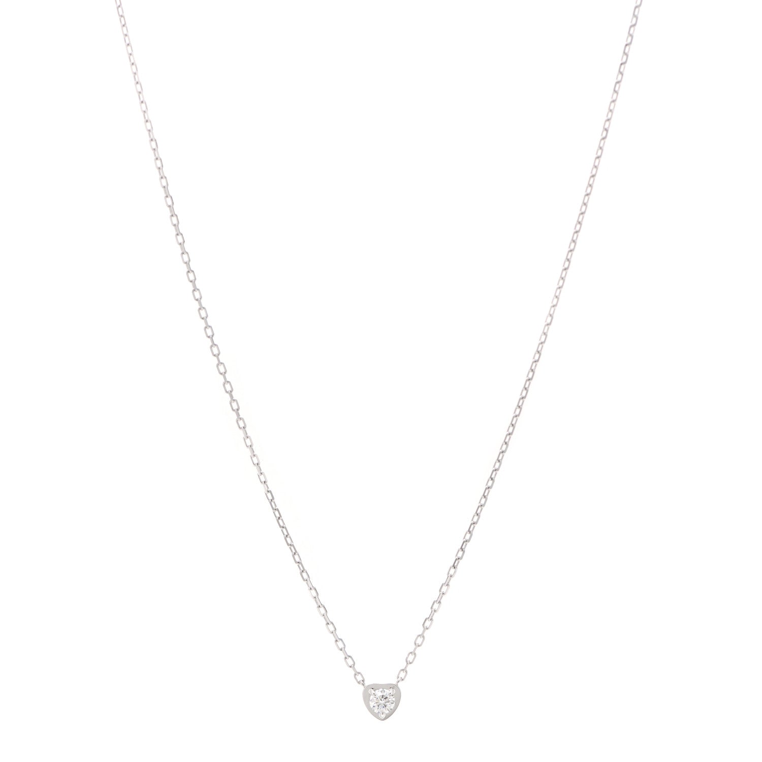 Cartier 18K White Gold Diamond D'Amour Heart Pendant Necklace 1 of 5