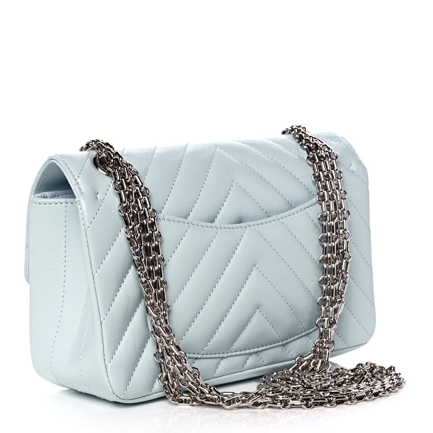 Chanel Aged Calfskin Chevron Quilted 2.55 Reissue Mini Flap Light Blue 3 of 12