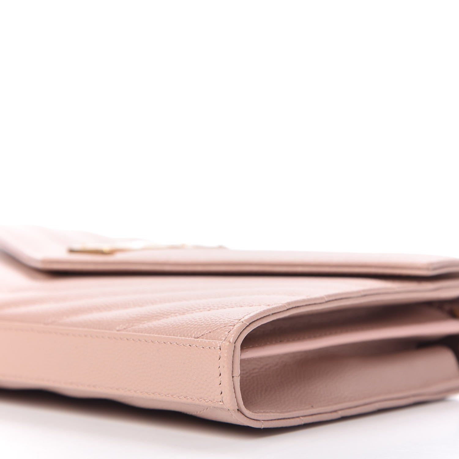 Saint Laurent Grain De Poudre Matelasse Chevron Monogram Chain Wallet Pale Pink 7 of 11