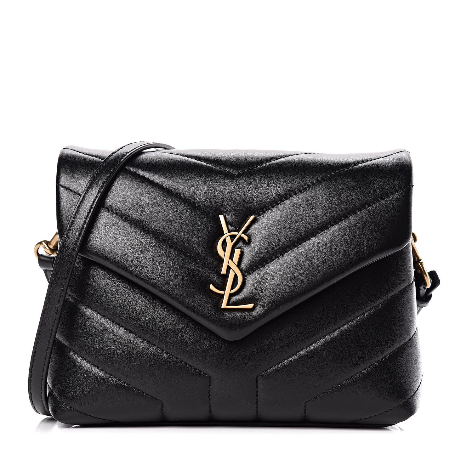Calfskin Y Quilted Monogram Toy Loulou Crossbody Bag Black