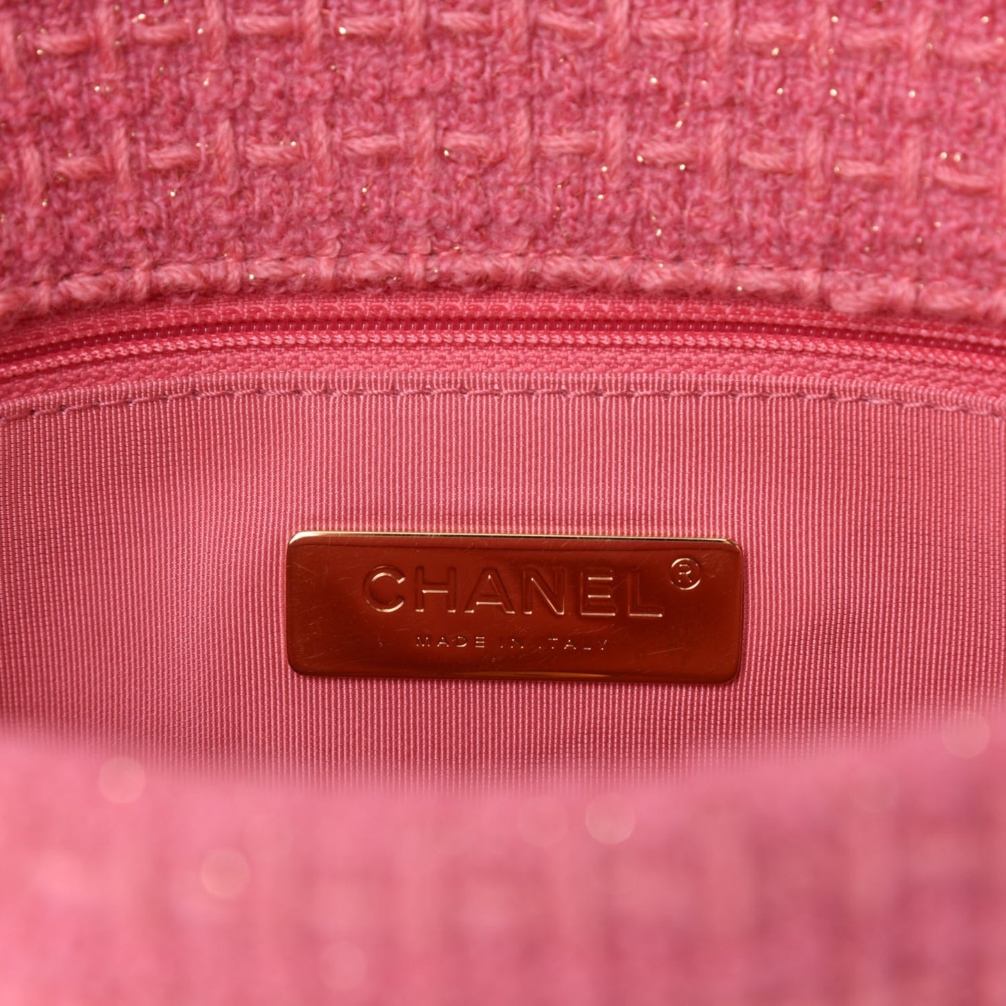 Metallic Tweed Quilted Medium Chanel 19 Flap Pink