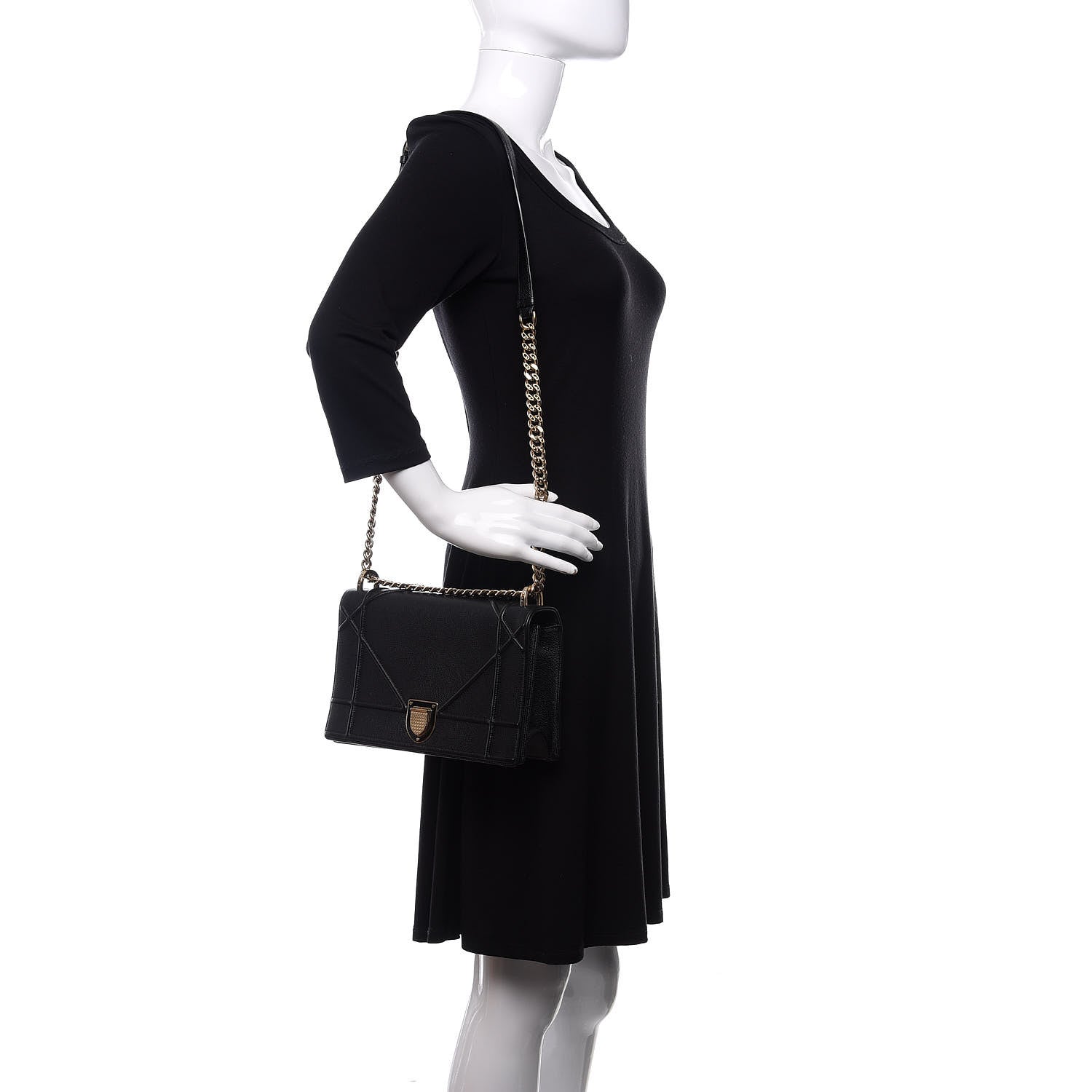 Christian Dior Grained Calfskin Medium Diorama Flap Bag Black 2 of 14