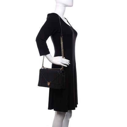 Christian Dior Grained Calfskin Medium Diorama Flap Bag Black 2 of 14