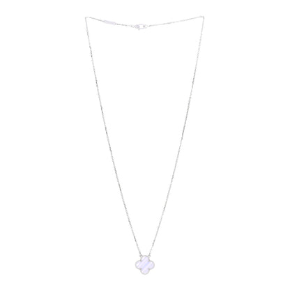 Van Cleef & Arpels 18K White Gold Chalcedony Vintage Alhambra Pendant Necklace 3 of 7