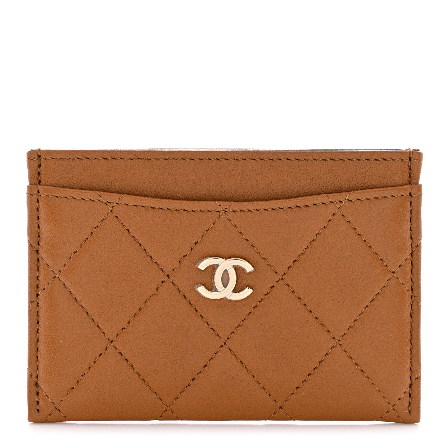 Chanel Lambskin Quilted Card Holder Brown 1 of 9