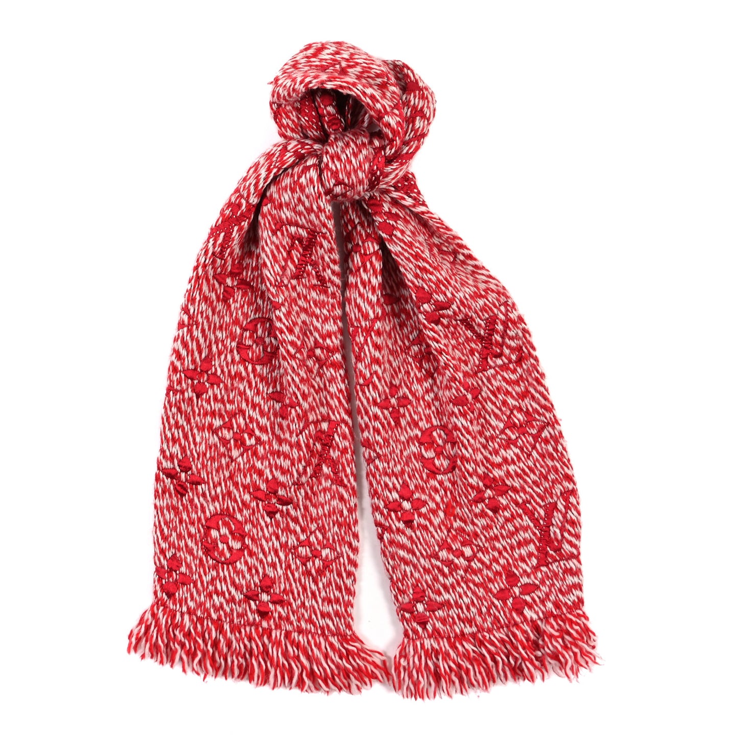 Wool Silk Logomania Mix Scarf Coquelicot