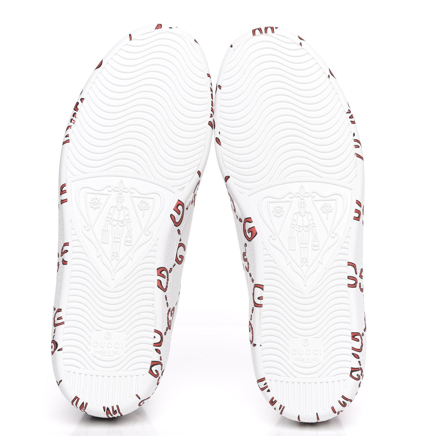 Calfskin GucciGhost Print Mens Ace Sneakers 7 White Hibiscus Red