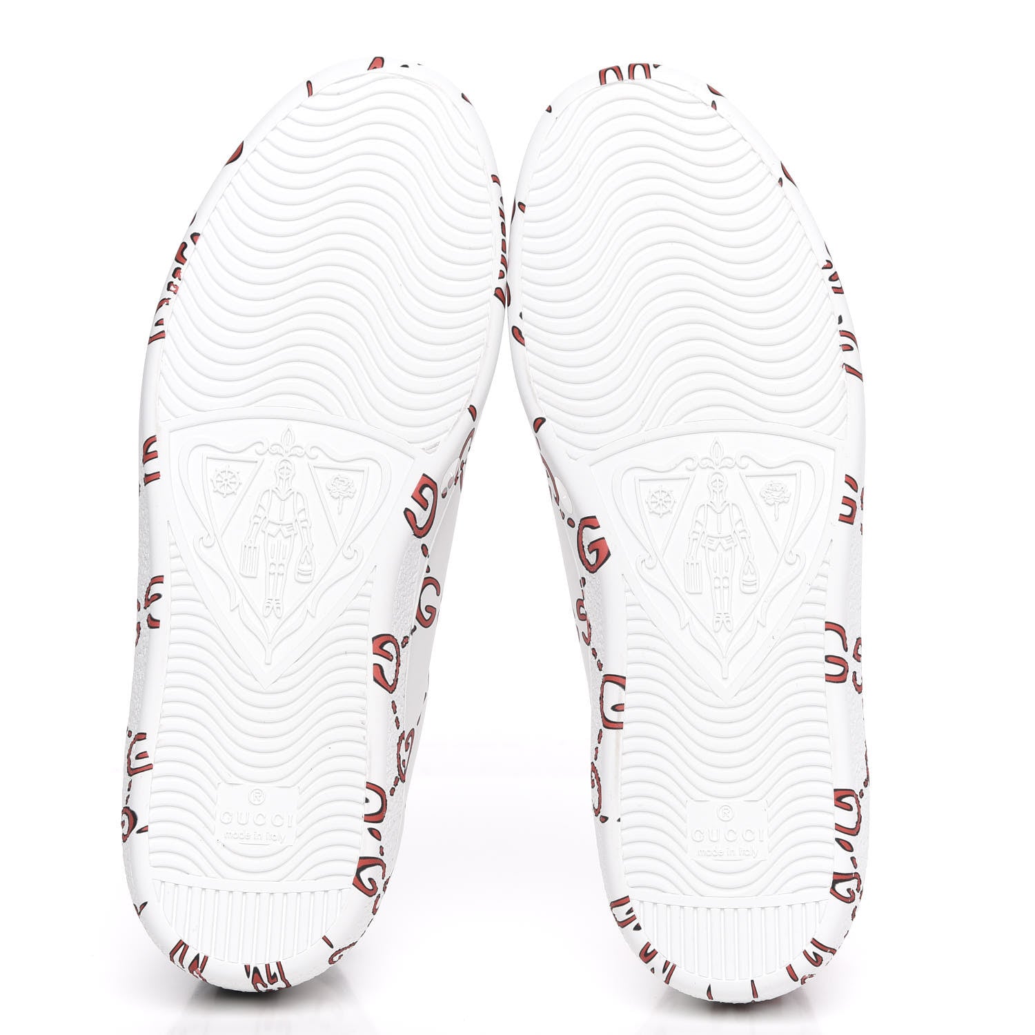 Gucci Calfskin GucciGhost Print Mens Ace Sneakers 7 White Hibiscus Red 5 of 10