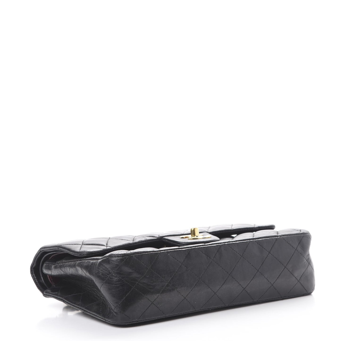 Lambskin Quilted Medium Double Flap Black