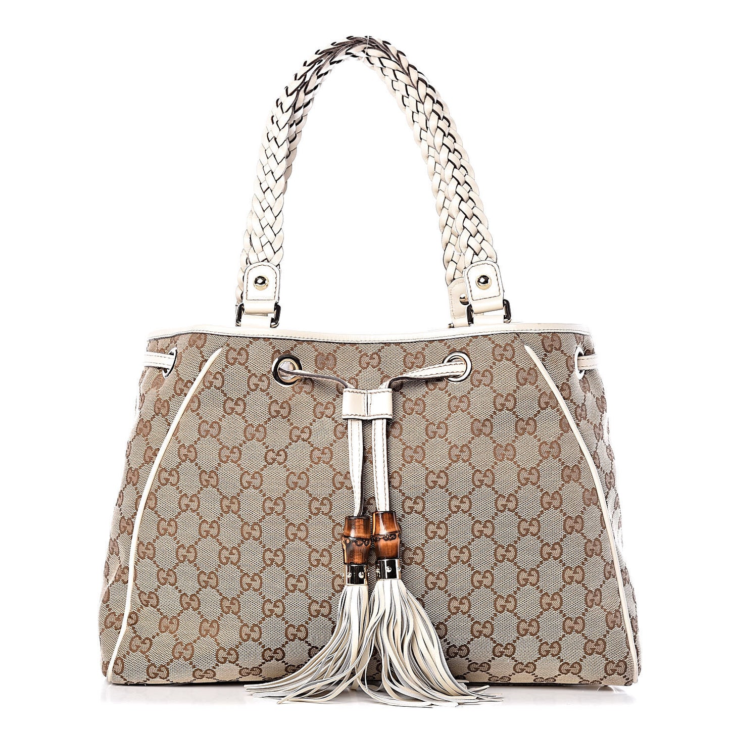 Monogram Medium Peggy Braided Tote Off White