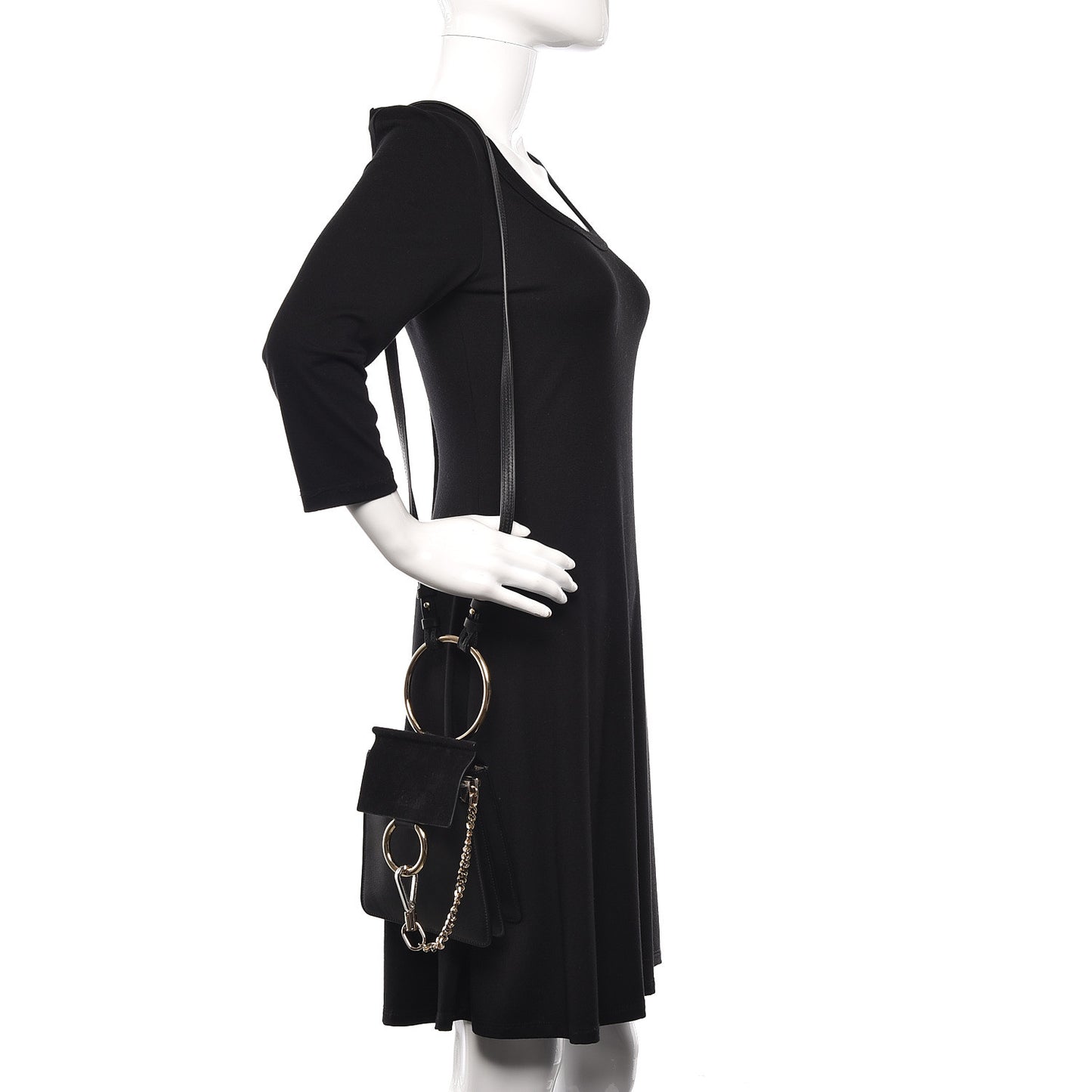 Suede Calfskin Mini Faye Bracelet Bag Black