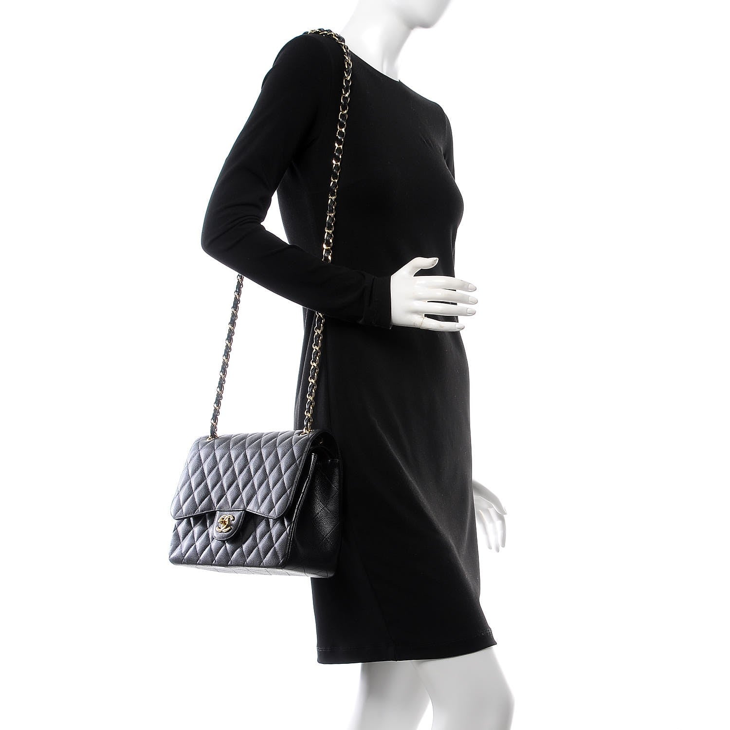 Chanel Caviar Quilted Jumbo Double Flap Black 2 of 10