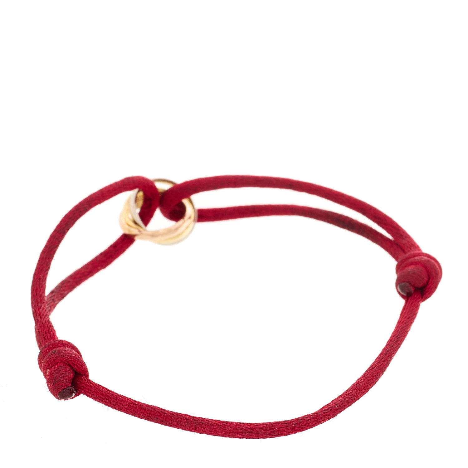 Cartier 18K Pink Yellow White Gold Trinity Cord Bracelet Red 2 of 6