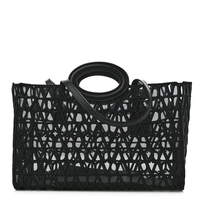 Valentino Garavani Toile Mesh Iconographe Goatskin Le Troisieme Shopping Bag Black 1 of 12