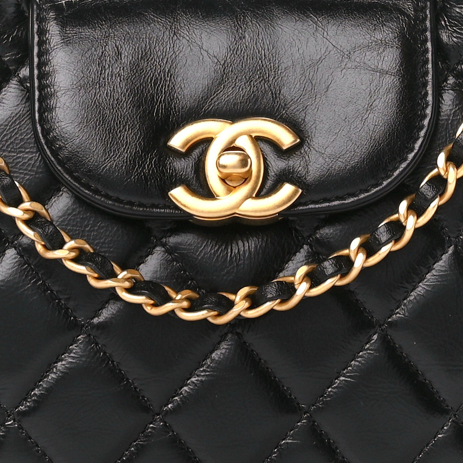 Chanel Shiny Aged Calfskin Quilted Nano Kelly Shopper Black 8 of 10