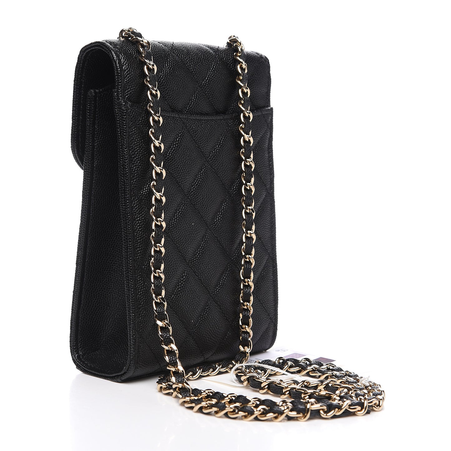 Caviar Quilted Classic Phone Holder Black