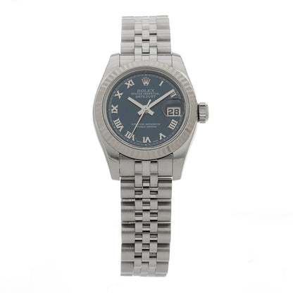 Rolex Stainless Steel 18K White Gold 26mm Oyster Perpetual Datejust Watch Blue Roman 179174 1 of 5