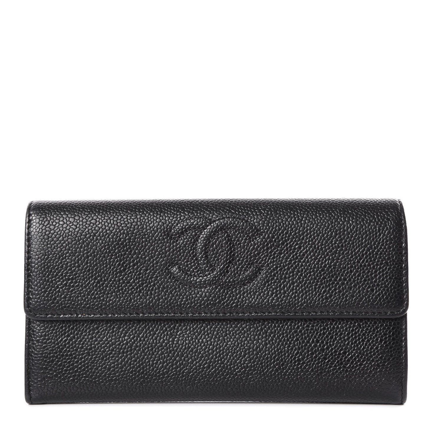 Caviar Timeless CC Large Gusset Flap Wallet Black