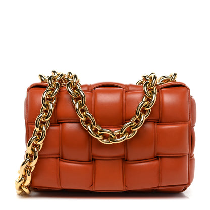 Bottega Veneta Lambskin Maxi Intreccio Padded Chain Cassette Crossbody Bag Maple 1 of 9