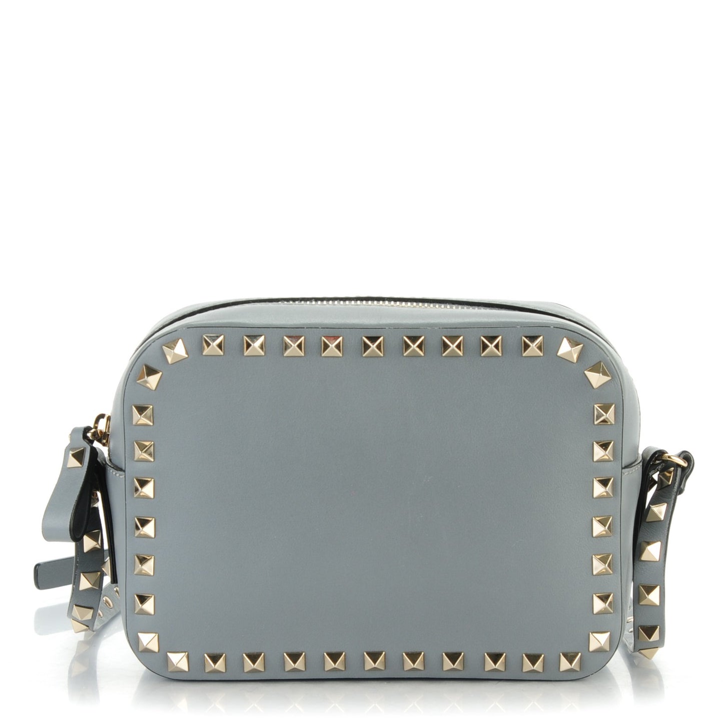 Calfskin Rockstud Camera Crossbody Bag Light Stone