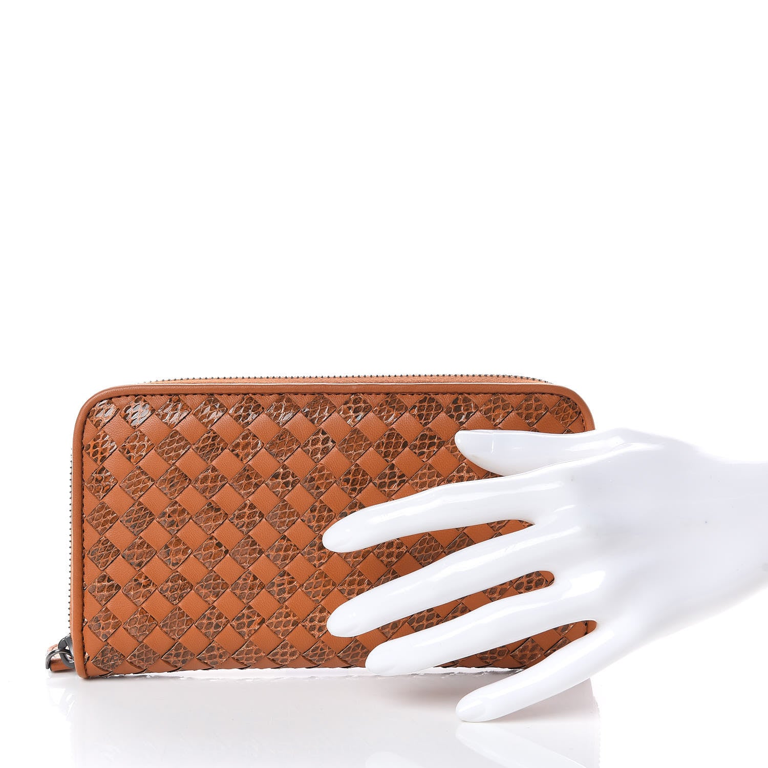 Bottega Veneta Ayers Livrea Intrecciato Zip Around Wallet Brown 2 of 10