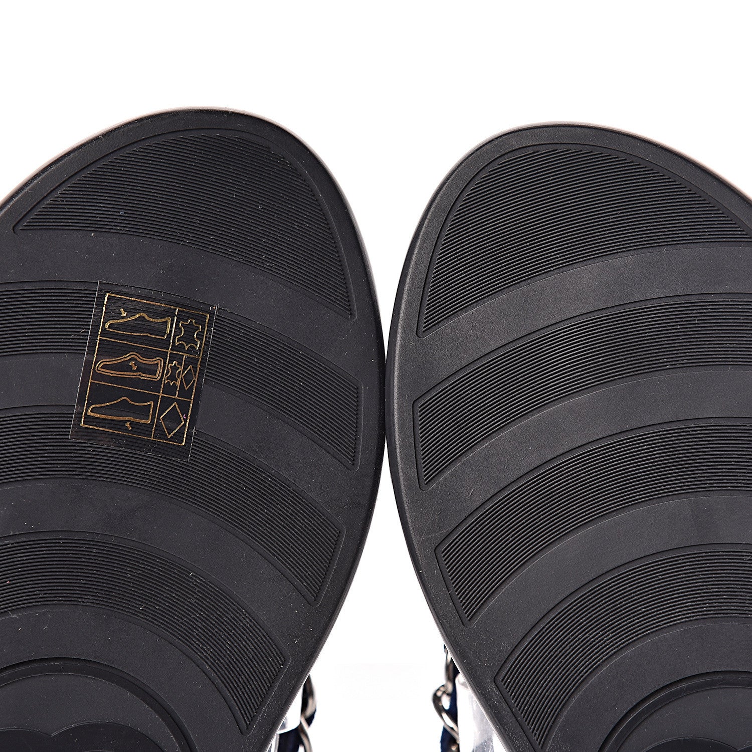 Chanel Suede Calfskin Quilted Chain Thong Sandals 36.5 Navy Blue 7 of 7