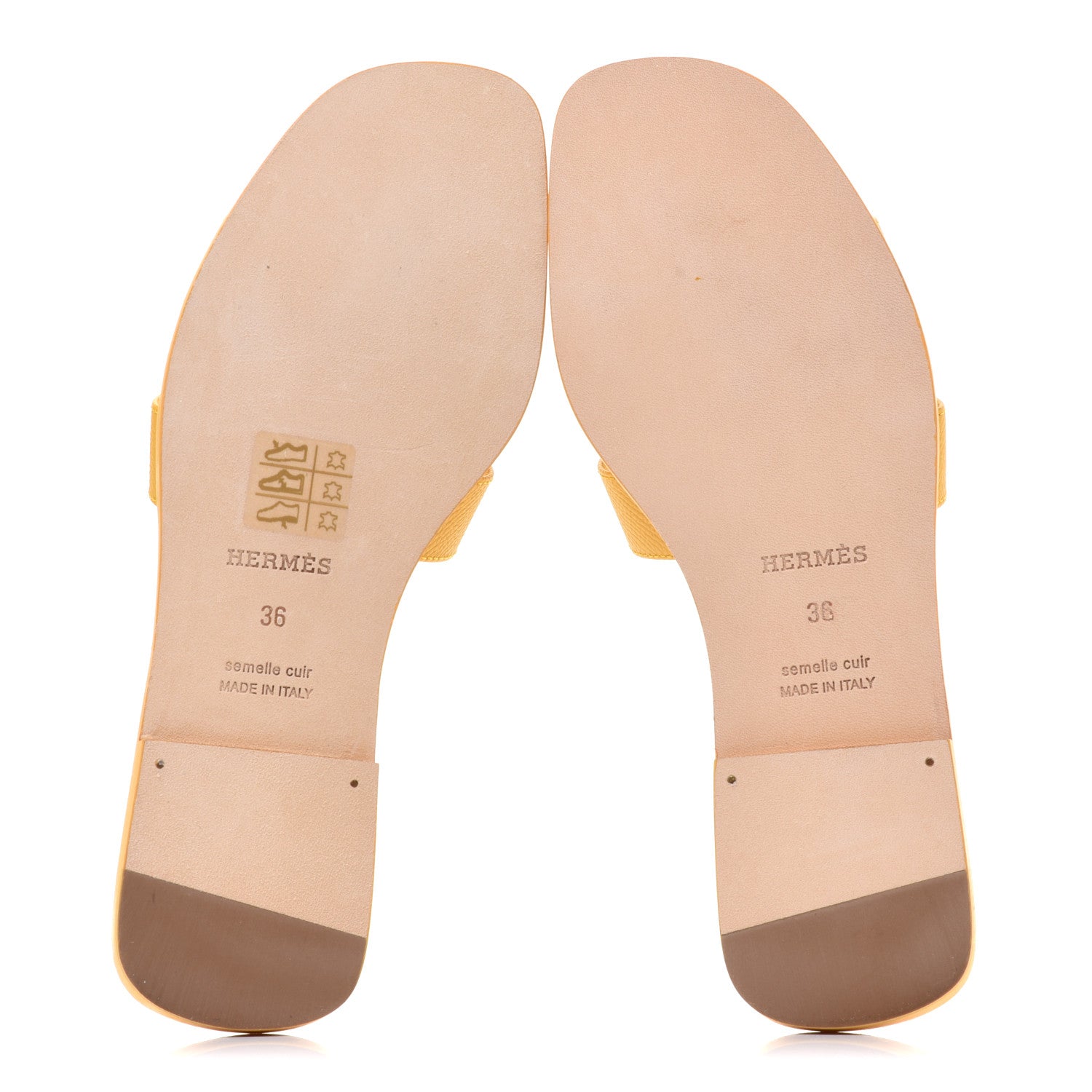 Hermes Epsom Oran Sandals 36 Jaune Sable 5 of 9