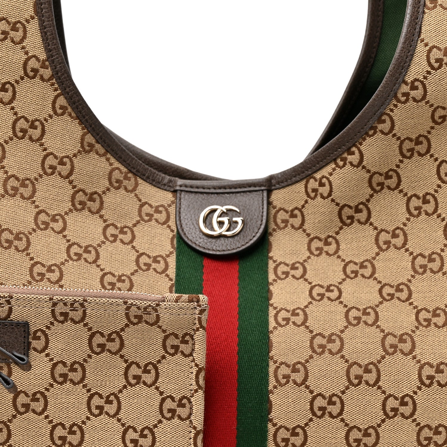 Gucci GG Monogram Web Large Giglio Tote Beige Brown 7 of 9