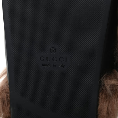 Gucci Calfskin Fur Angry Cat Embroidered Mens Horsebit River Slingback Slippers 9 Black 7 of 8
