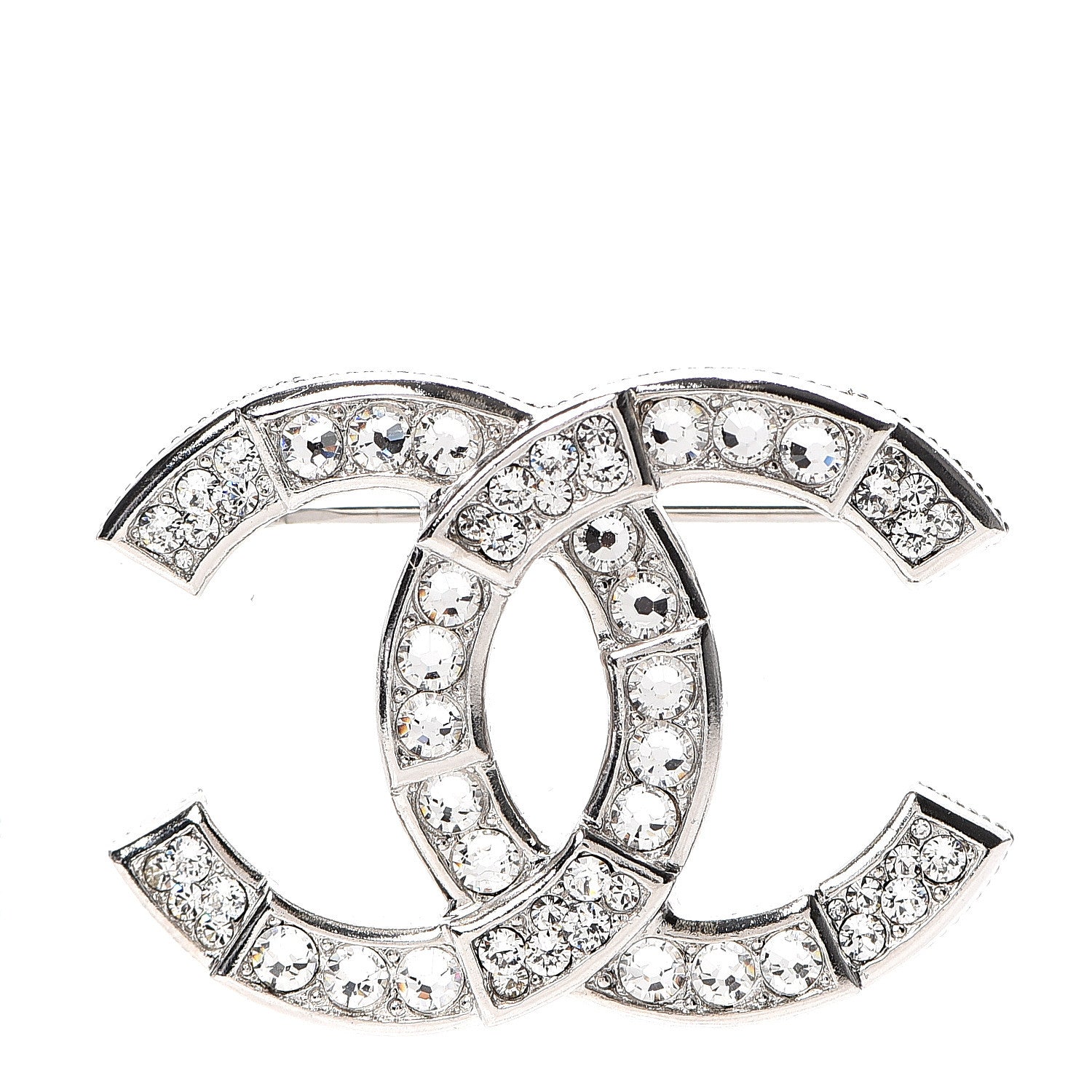 Chanel Crystal CC Brooch Silver 1 of 4