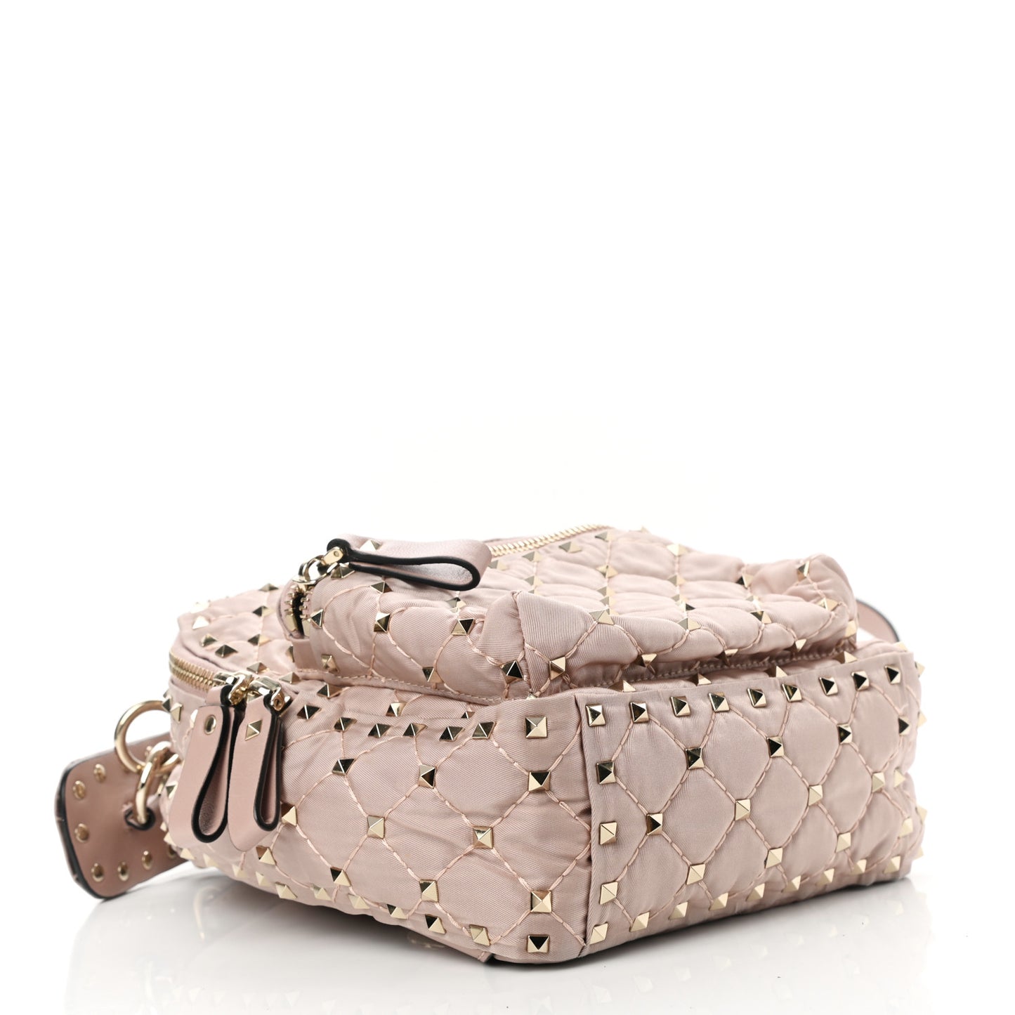 Nylon Quilted Mini Rockstud Spike Backpack Dusty Rose