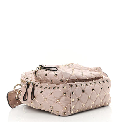 Valentino Garavani Nylon Quilted Mini Rockstud Spike Backpack Dusty Rose 3 of 10