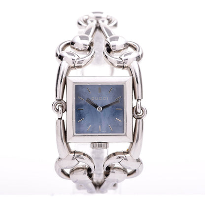 Gucci Stainless Steel Blue Mother of Pearl 20mm Signoria Quartz Watch 1 of 7
