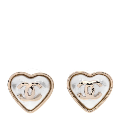 Chanel Pearl CC Heart Earrings Gold 1 of 5