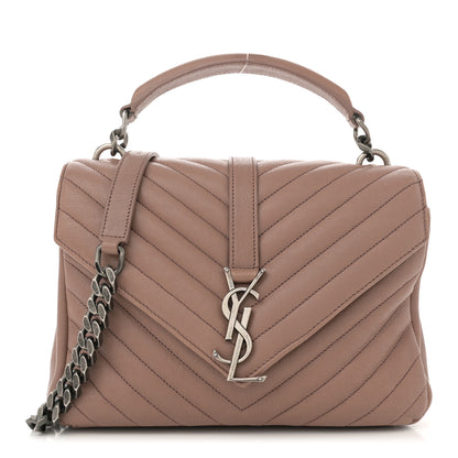 Saint Laurent Sheepskin Matelasse Chevron Monogram Medium College Bag Fard 1 of 14
