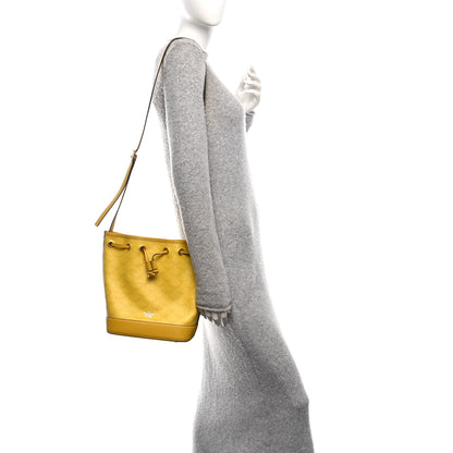 MCM Lauretos Spanish Calfskin Medium Himmel Drawstring Bucket Bag Lemon Gold 2 of 10