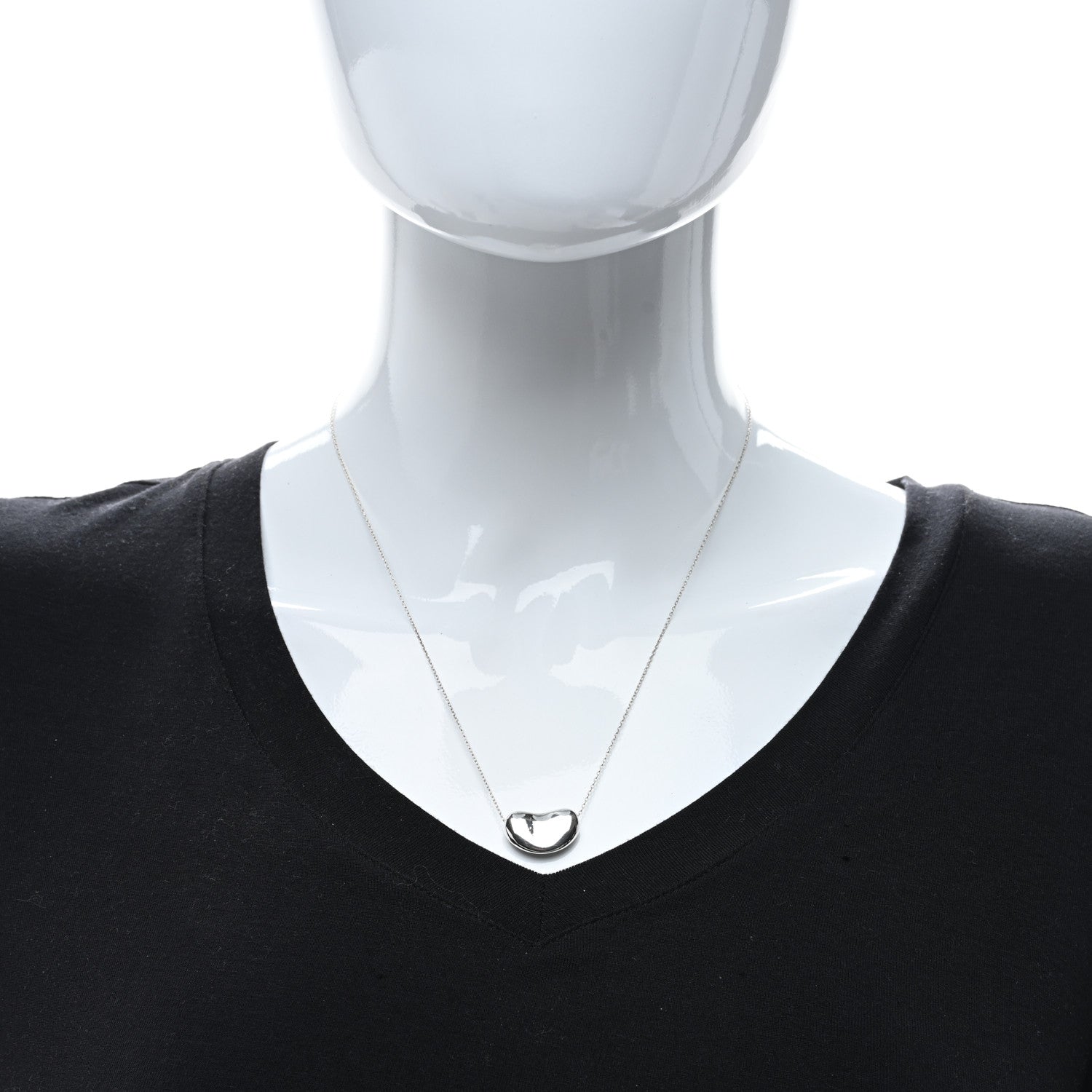 Tiffany Sterling Silver 19mm Elsa Peretti Bean Pendant Necklace 3 of 5