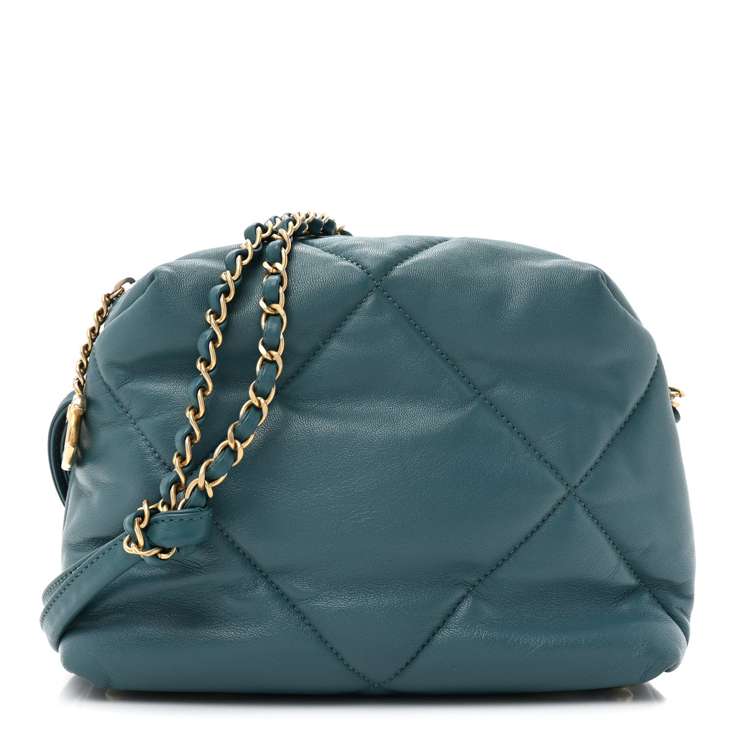 Chanel Lambskin Quilted Small Bowling Bag Turquoise 1 of 9